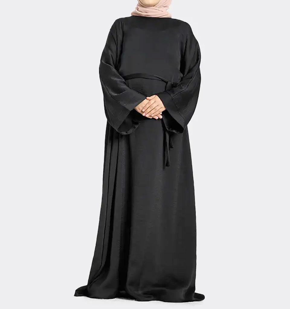 Girls Black Silky Abaya - Islamic Pixels