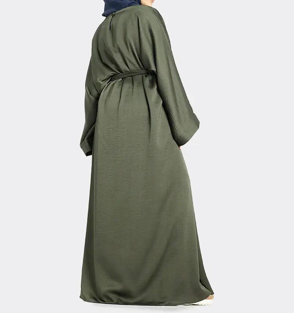 Girls Khaki Silky Abaya - Islamic Pixels