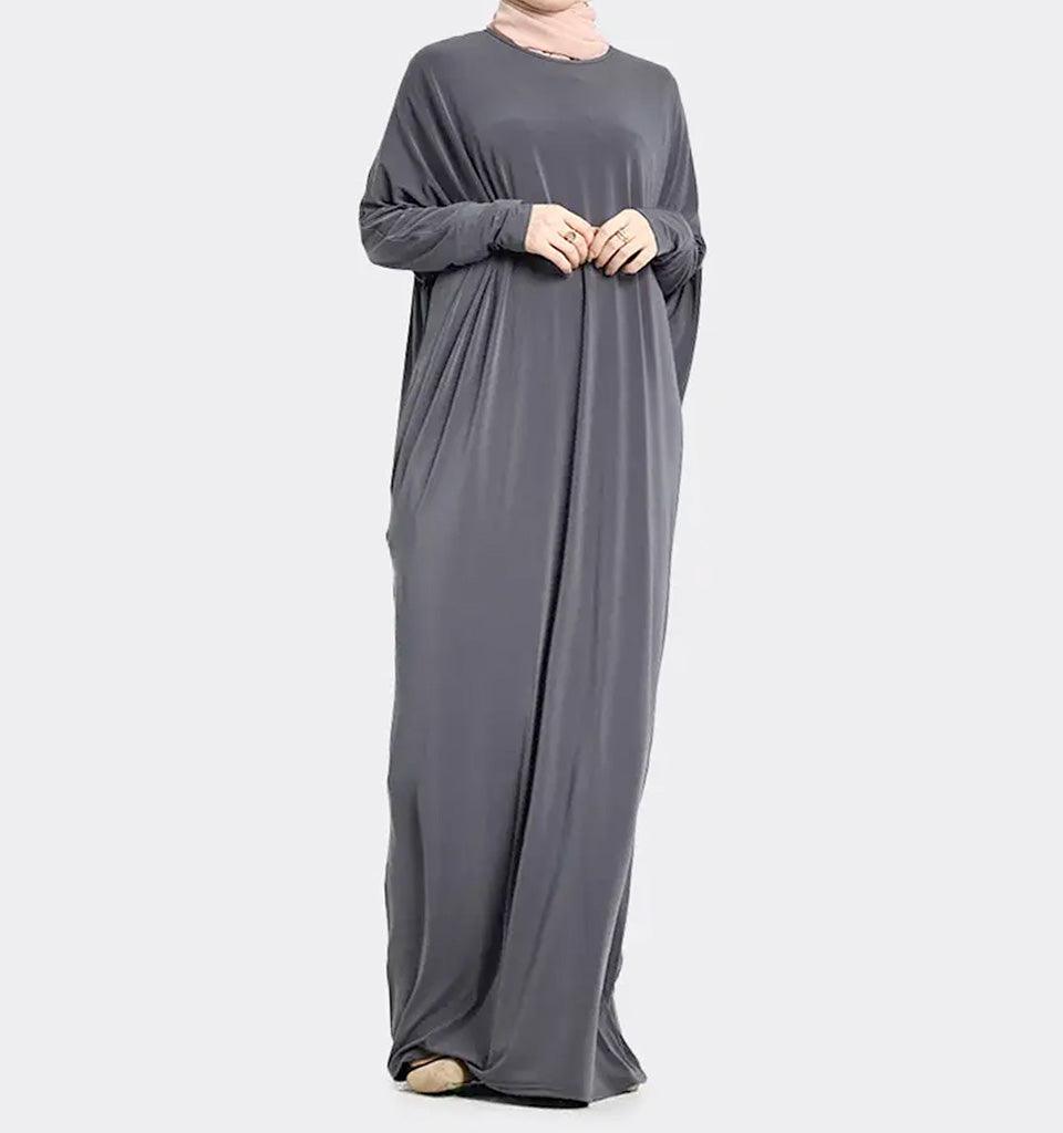Grey Batwing Jersey Abaya - Islamic Pixels