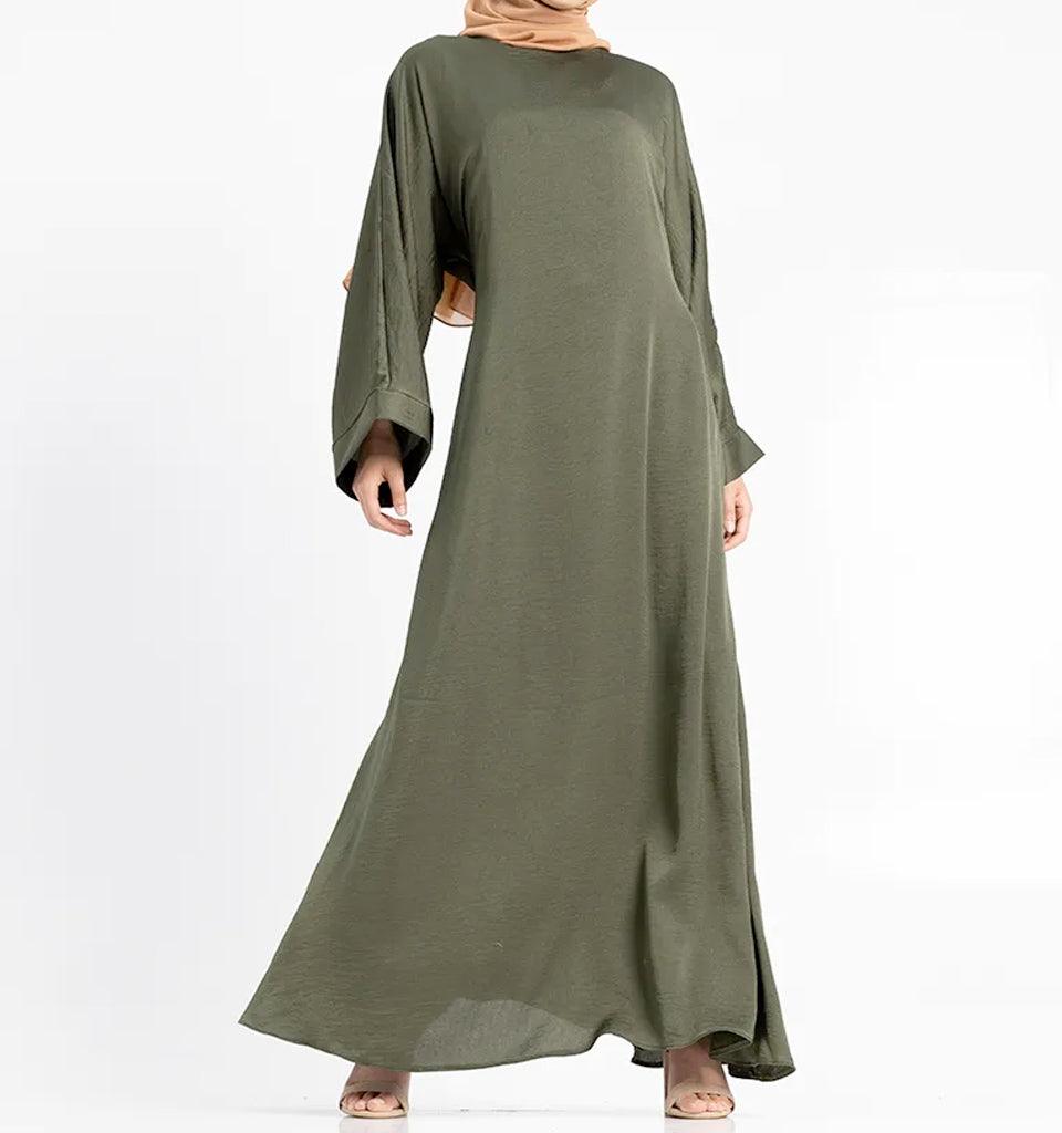 Khaki Silky Abaya - Islamic Pixels