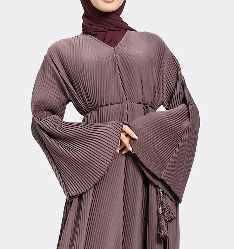 Mauve Pleated Abaya - Islamic Pixels