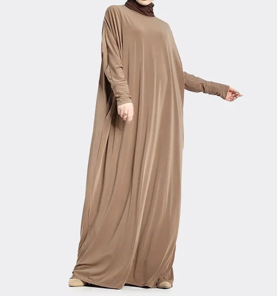 Mocha Batwing Jersey Abaya - Islamic Pixels