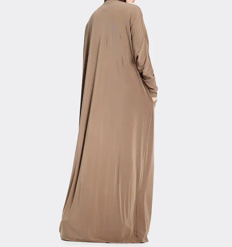 Mocha Batwing Jersey Abaya - Islamic Pixels