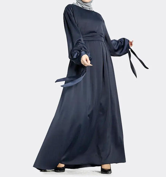 Navy Adiva Satin Abaya - Islamic Pixels