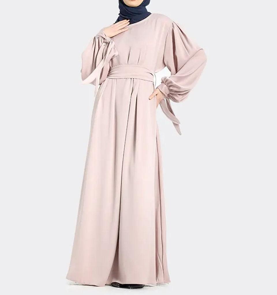 Rose Pink Adiva Satin Abaya - Islamic Pixels