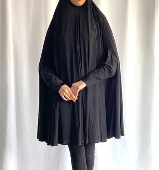 Black 3/4 Khimar - Islamic Pixels