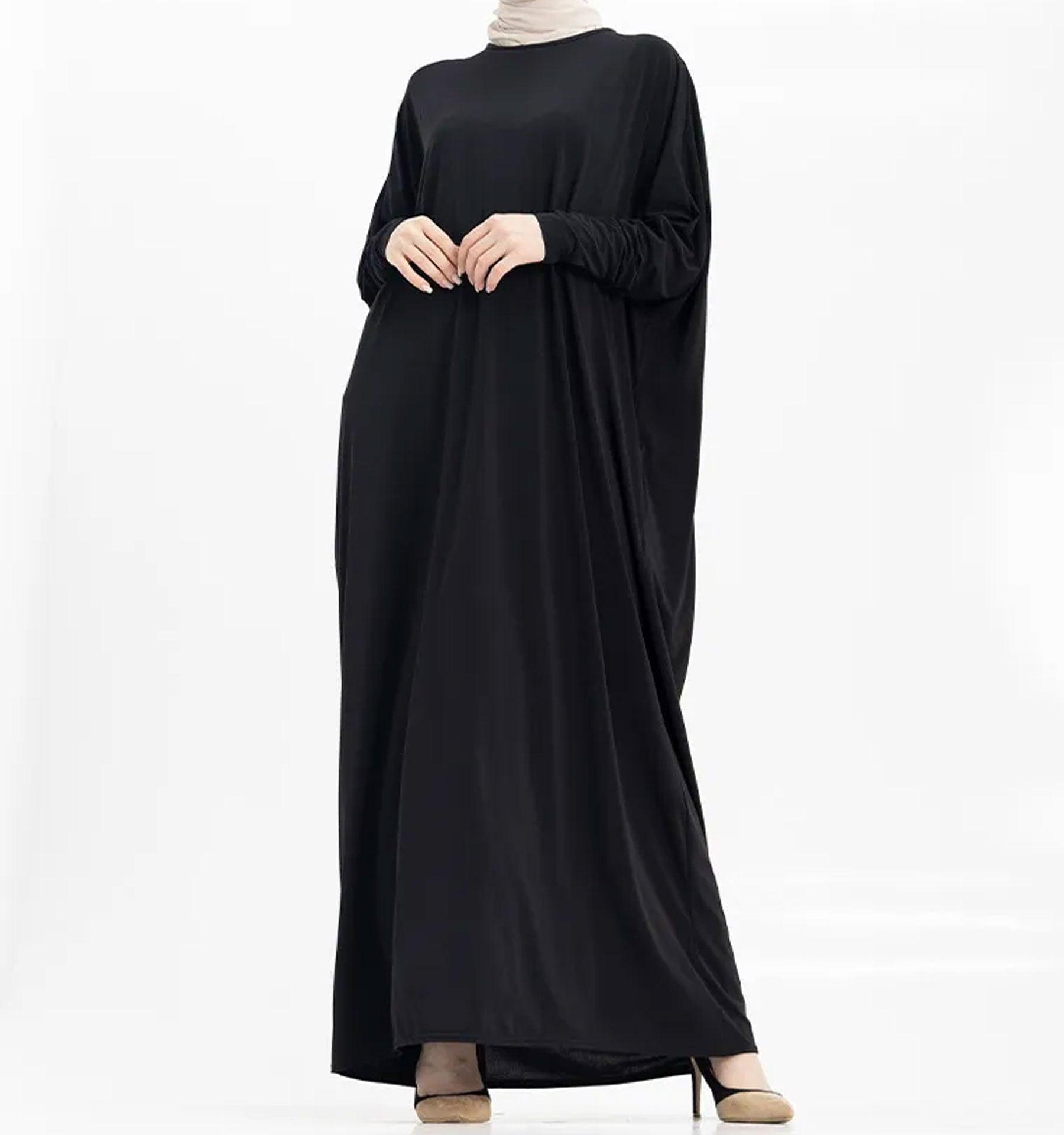 Black Batwing Jersey Abaya - Islamic Pixels