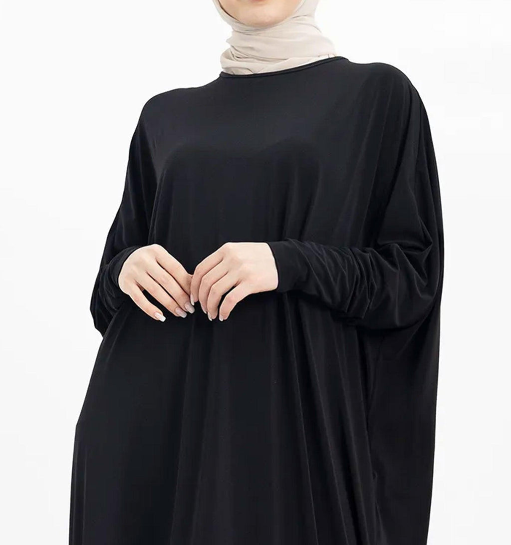 Black Batwing Jersey Abaya - Islamic Pixels