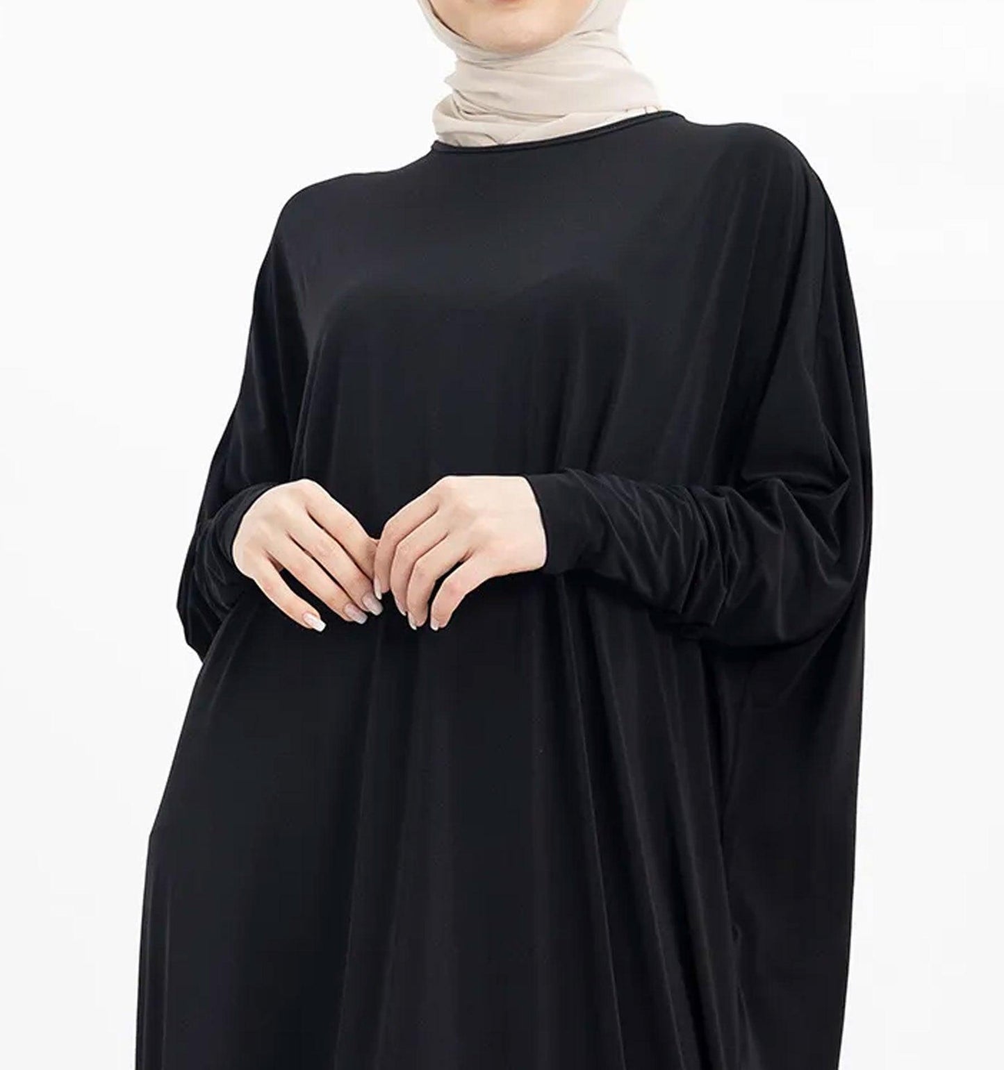 Black Batwing Jersey Abaya - Islamic Pixels