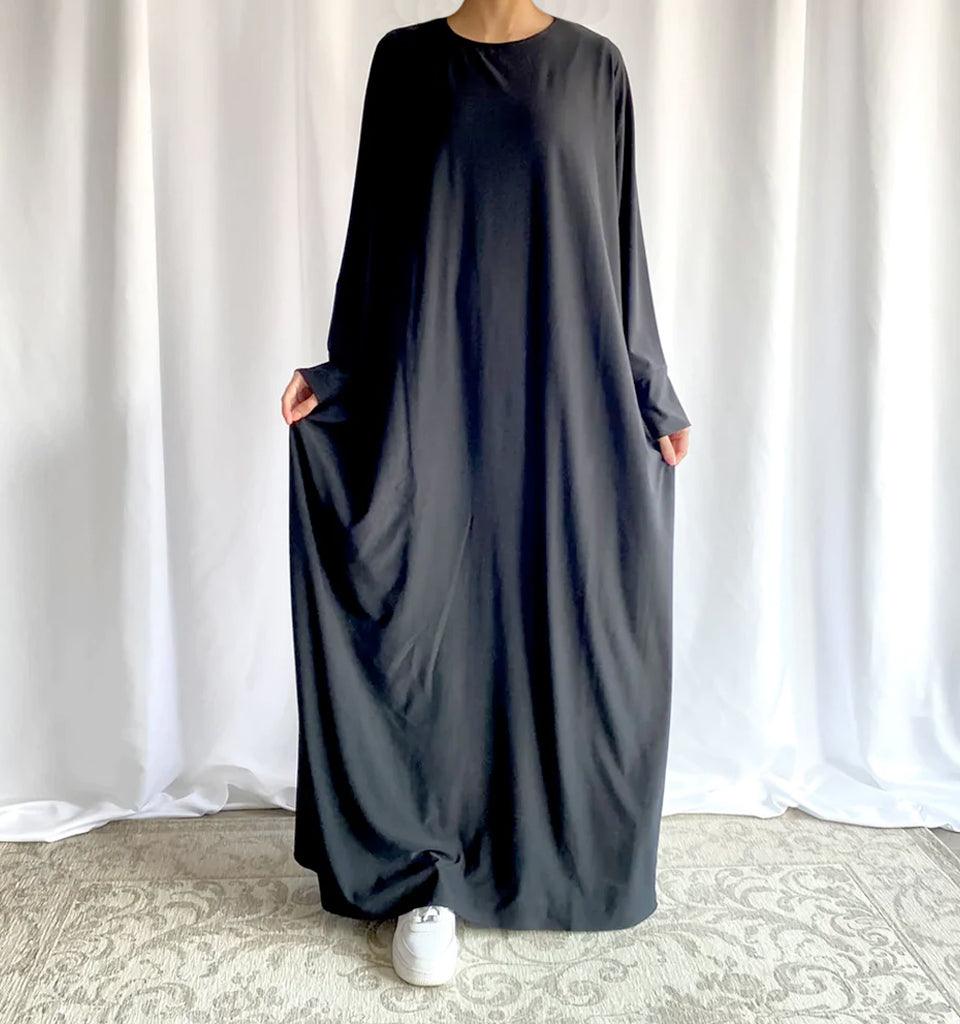 Black Batwing Lycra Abaya - Islamic Pixels