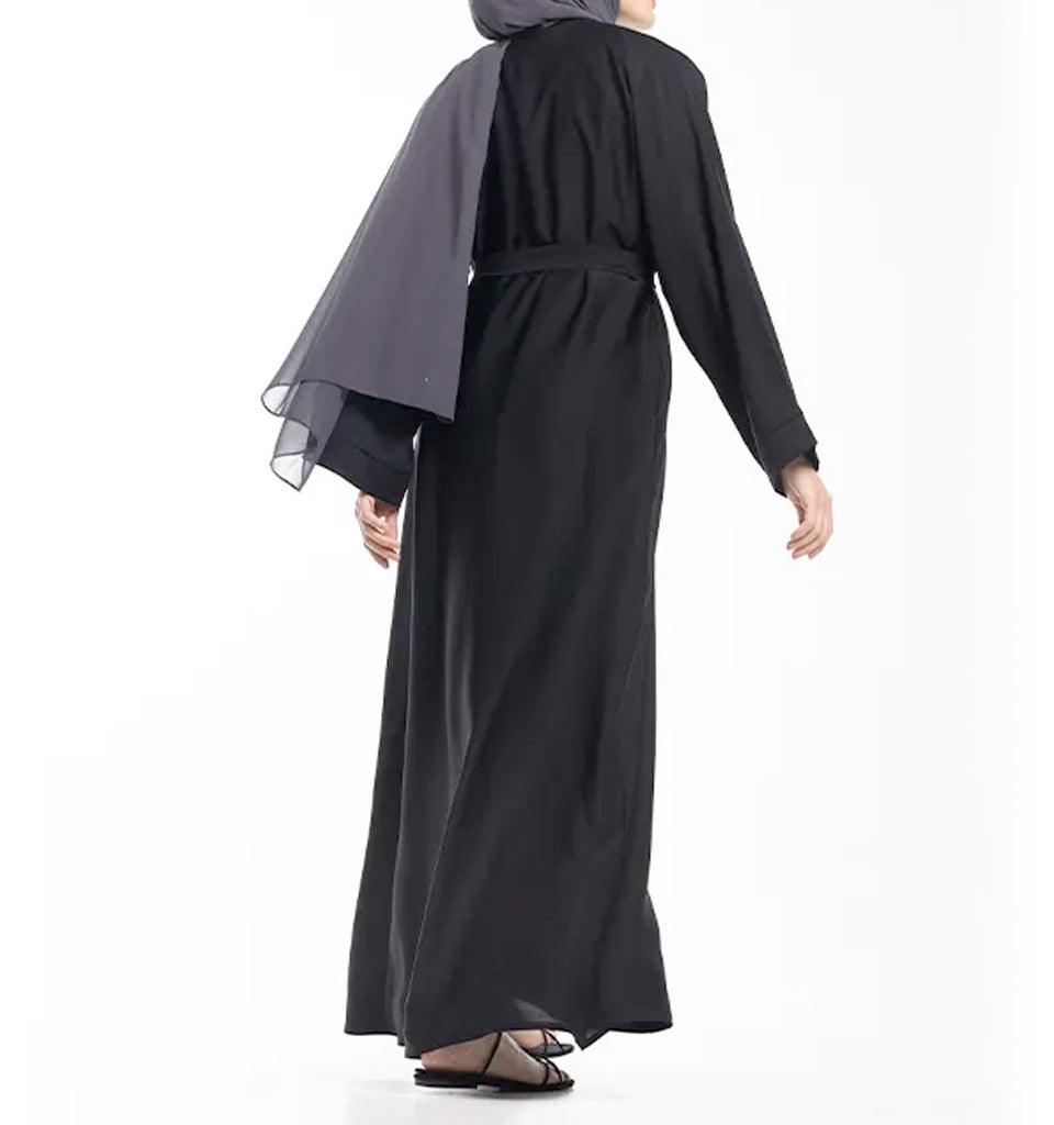 Black Open Abaya - Islamic Pixels