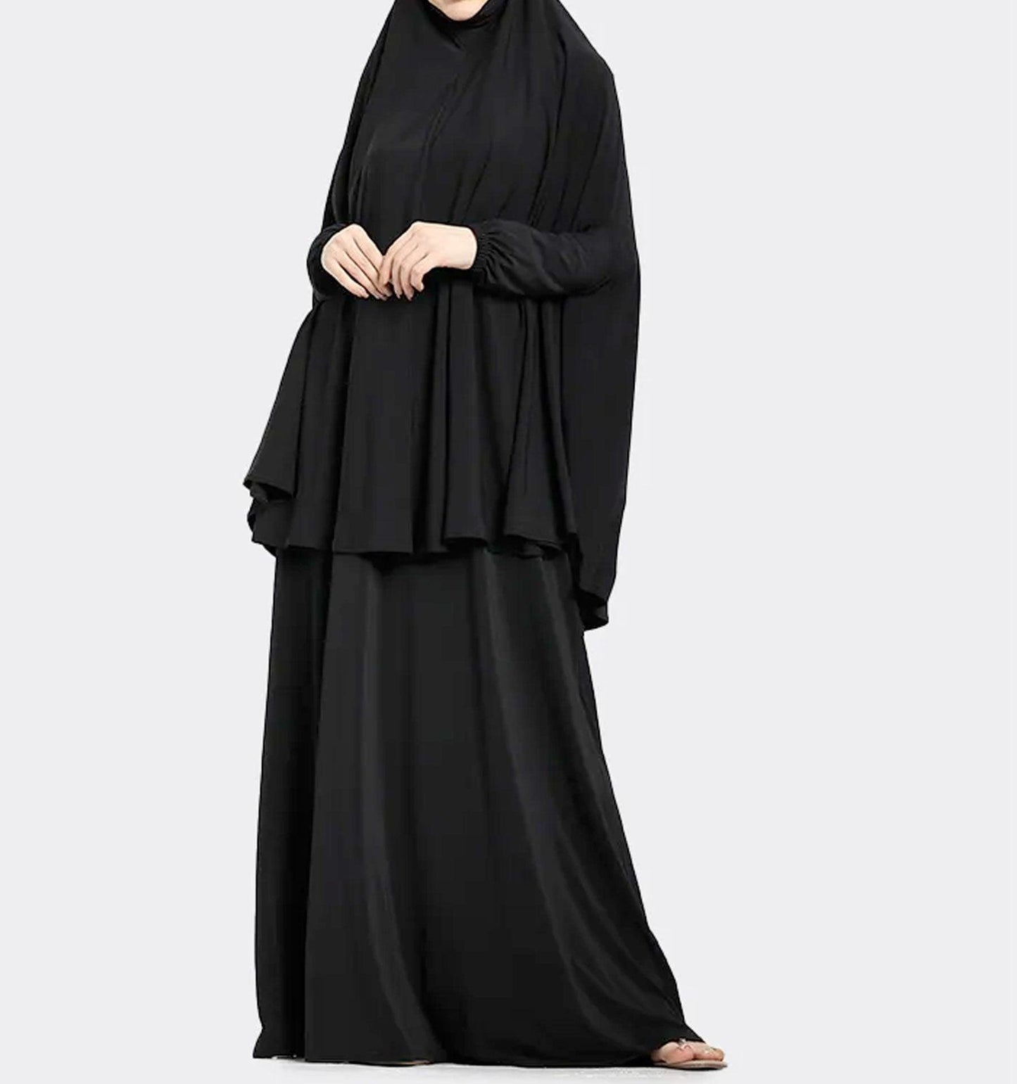 Black Plain Jersey Niqab Burka - Islamic Pixels
