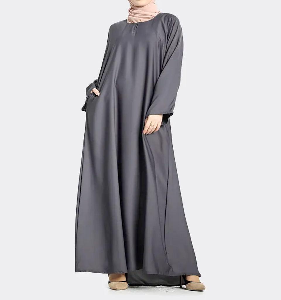 Grey Basic Abaya - Islamic Pixels
