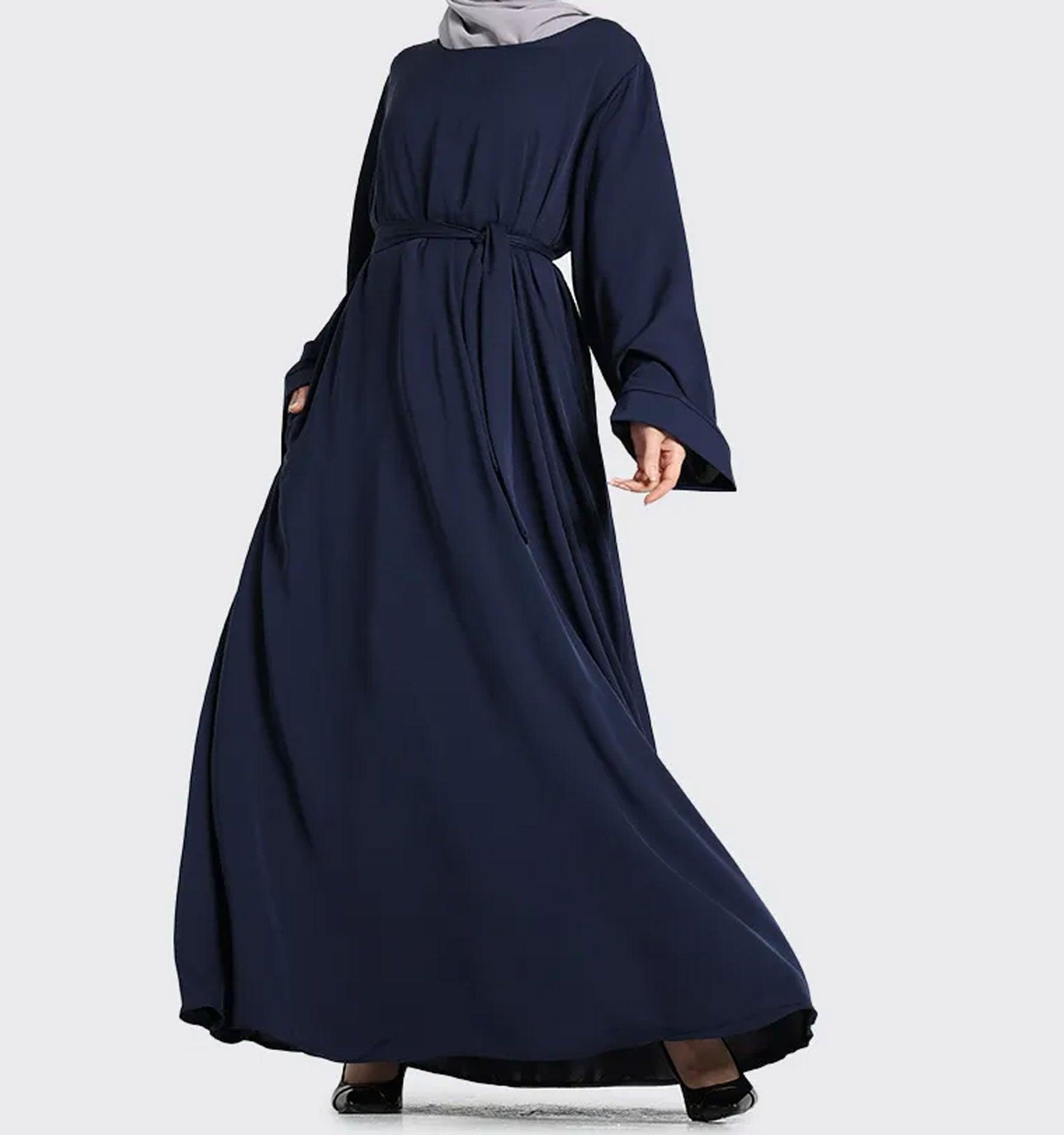 Navy Plain Abaya - Islamic Pixels